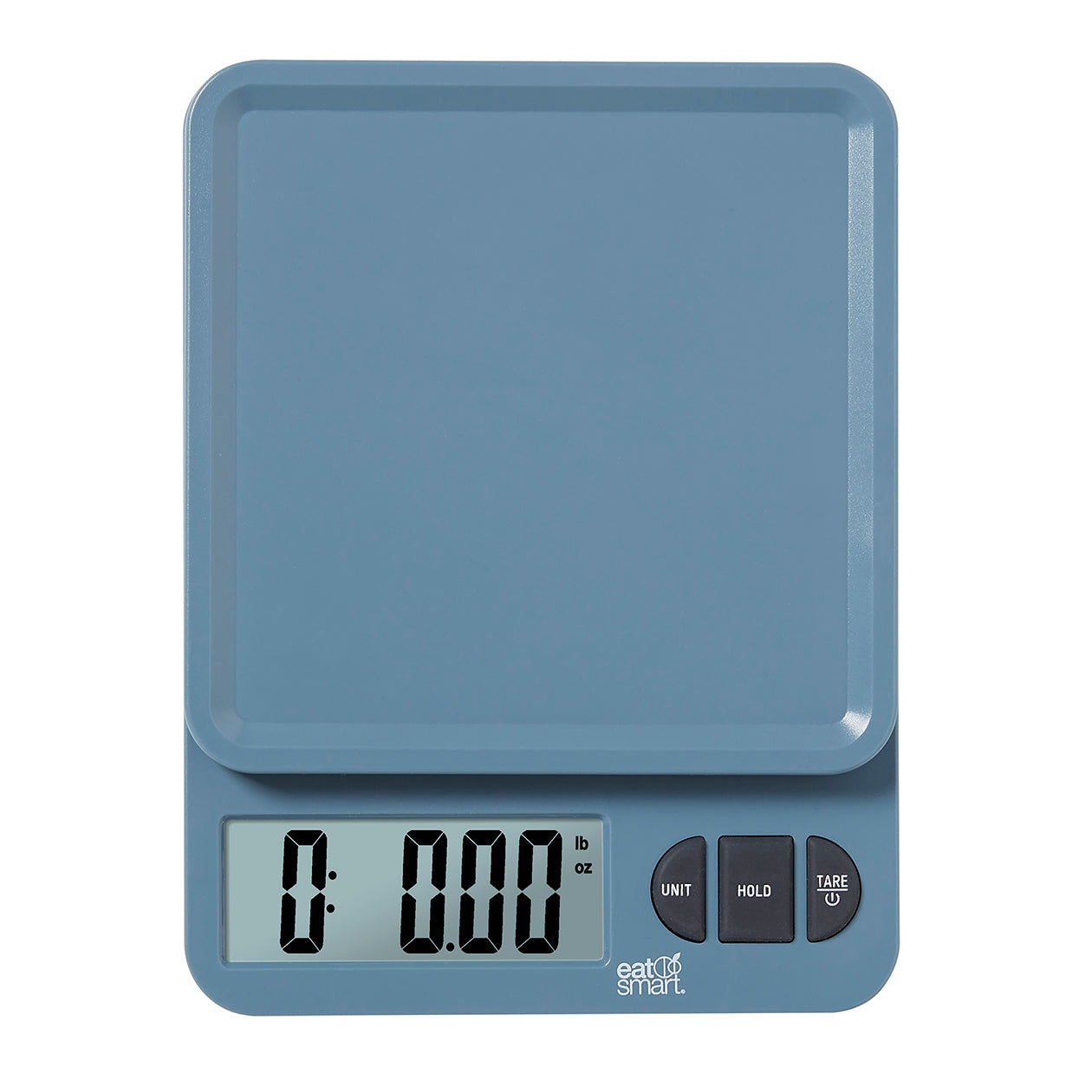 Plastic Food Scale with 11lb Glass Platform and Tare in Blue – Eat Smart