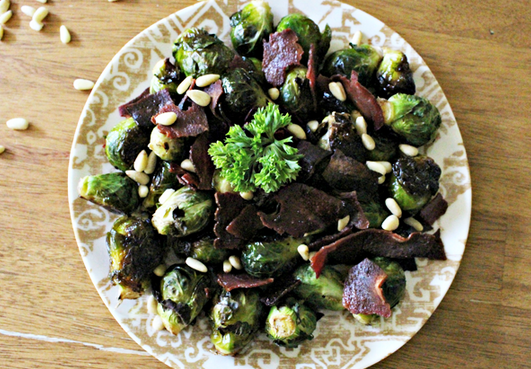 Brussels Sprouts With Turkey Bacon And Pine Nuts