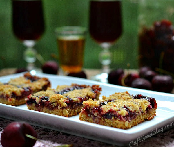 Cherry Bourbon Crumble Bars