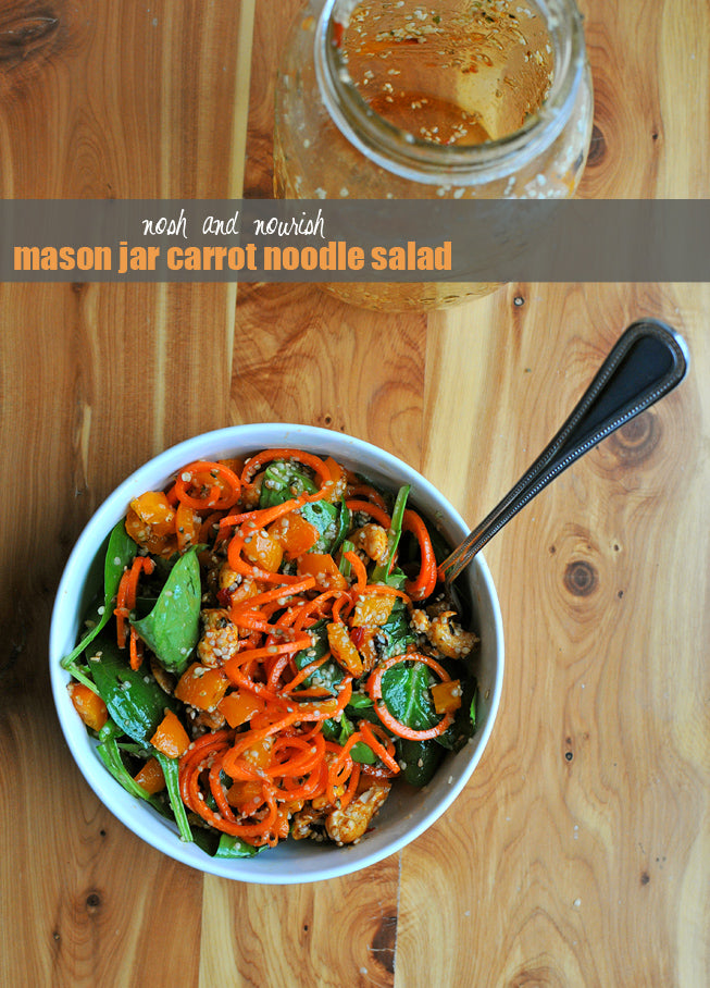 Mason Jar Carrot Noodle Salad w/Sweet Chili Vinaigrette
